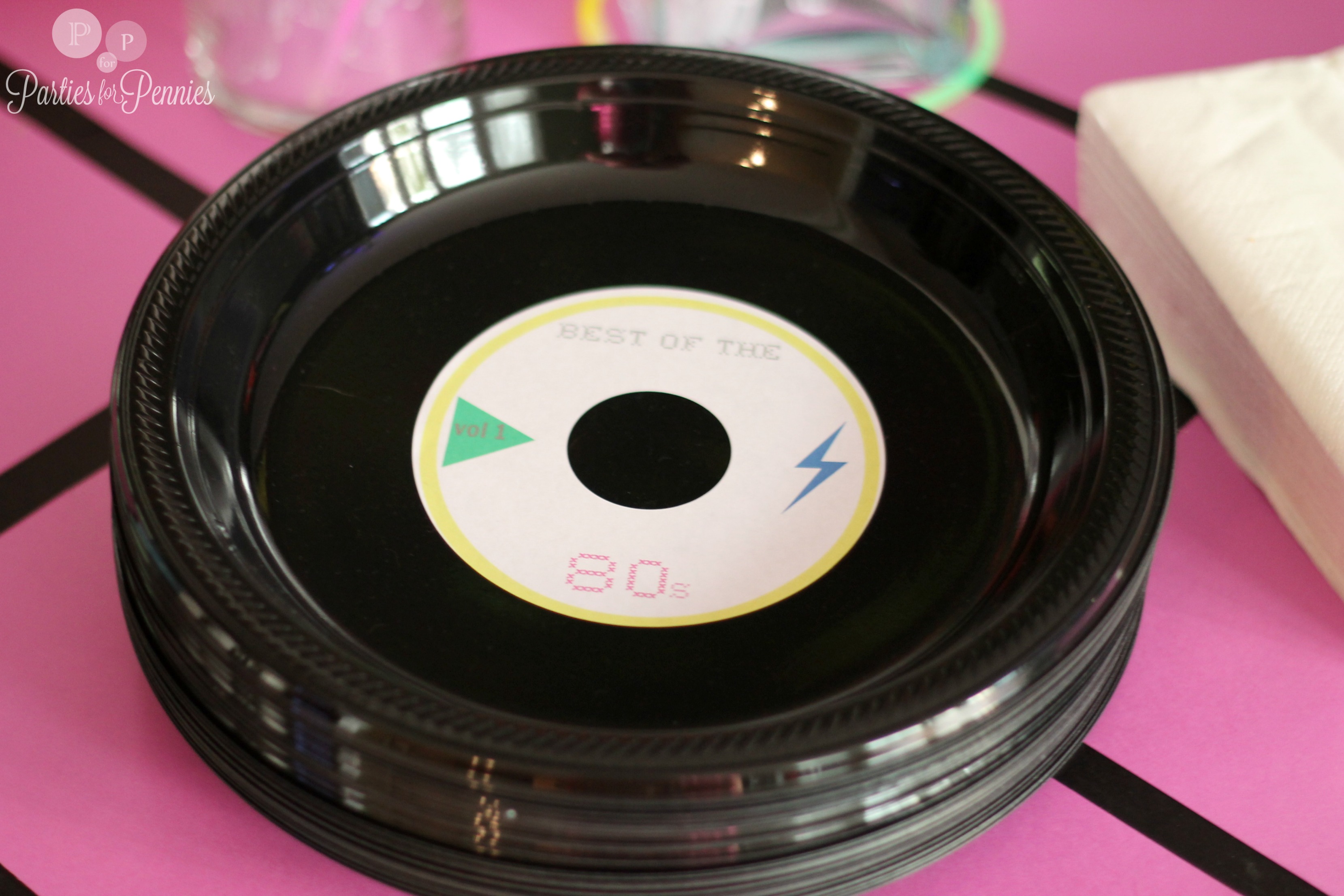 80s party  record plates