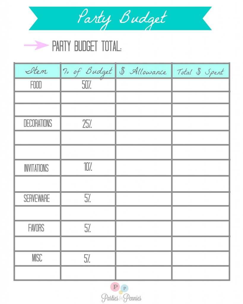 Party Budget Printable by PartiesforPennies.com #budget #partyplanning #partybudget #budgetprintable