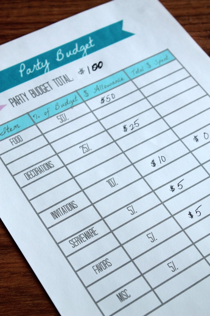 Party Budget Printable Example by PartiesforPennies.com