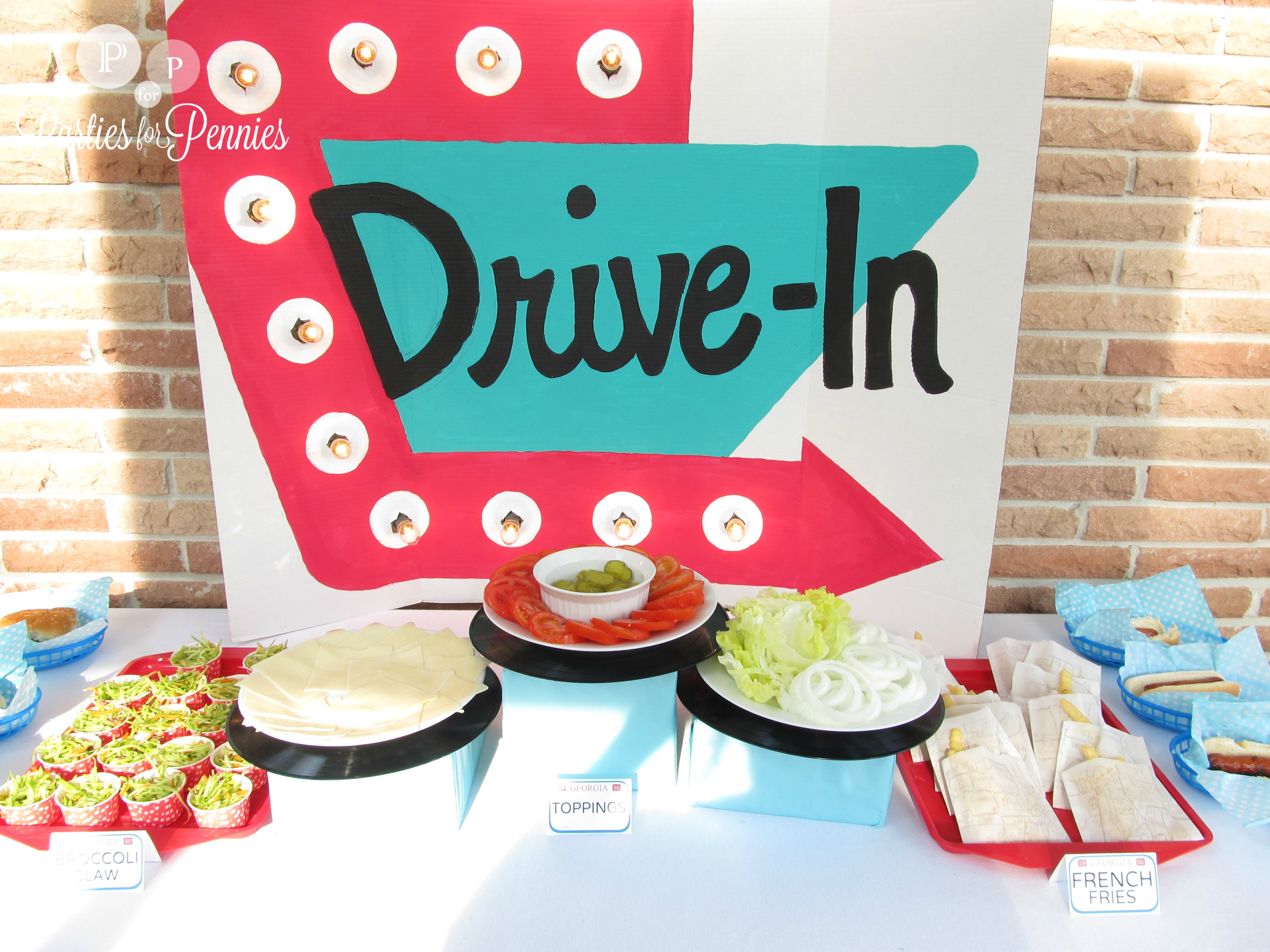 Drive In Party Backdrop by PartiesforPennies.com
