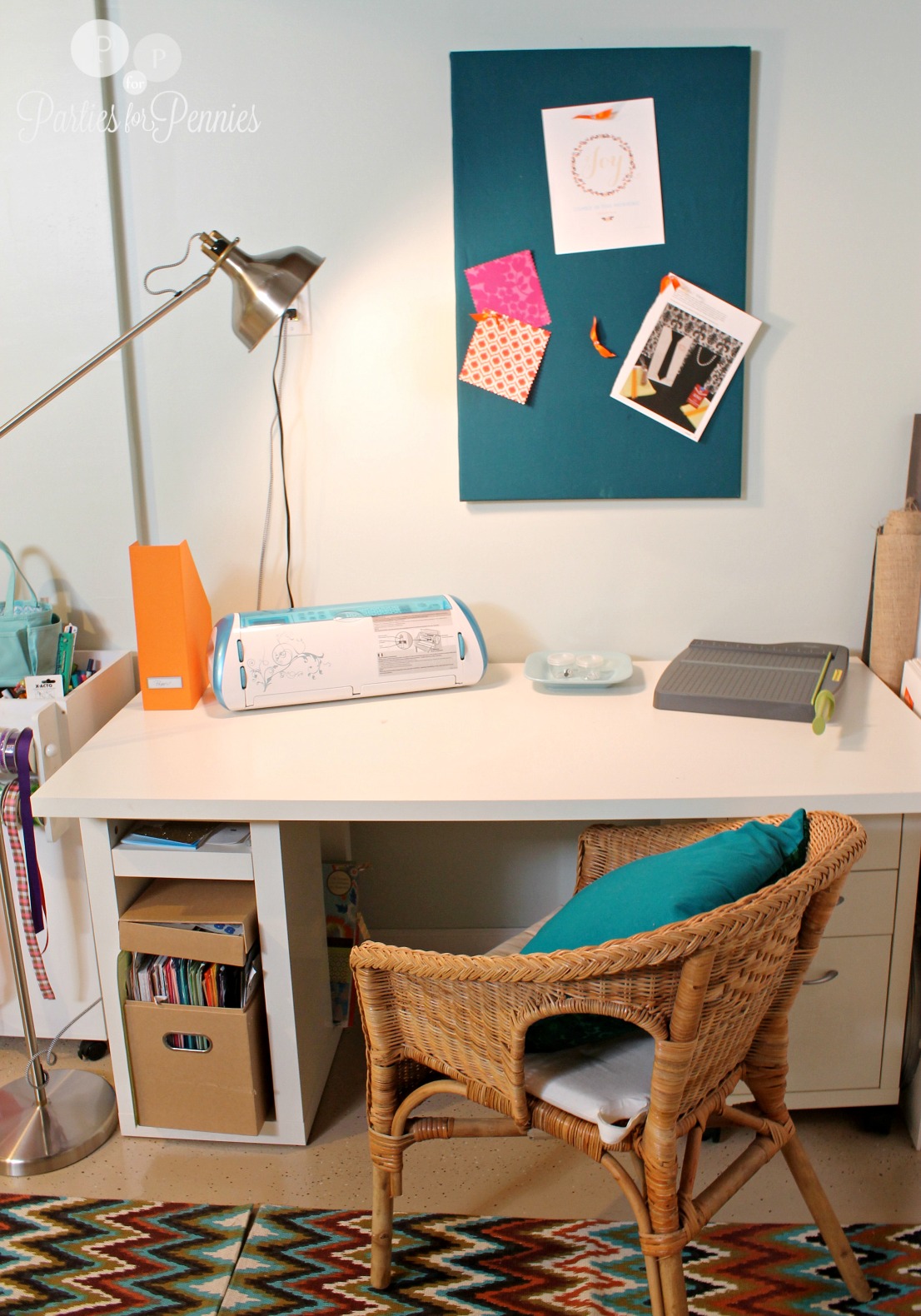 Craft Room Organization - Desk area by PartiesforPennies.com