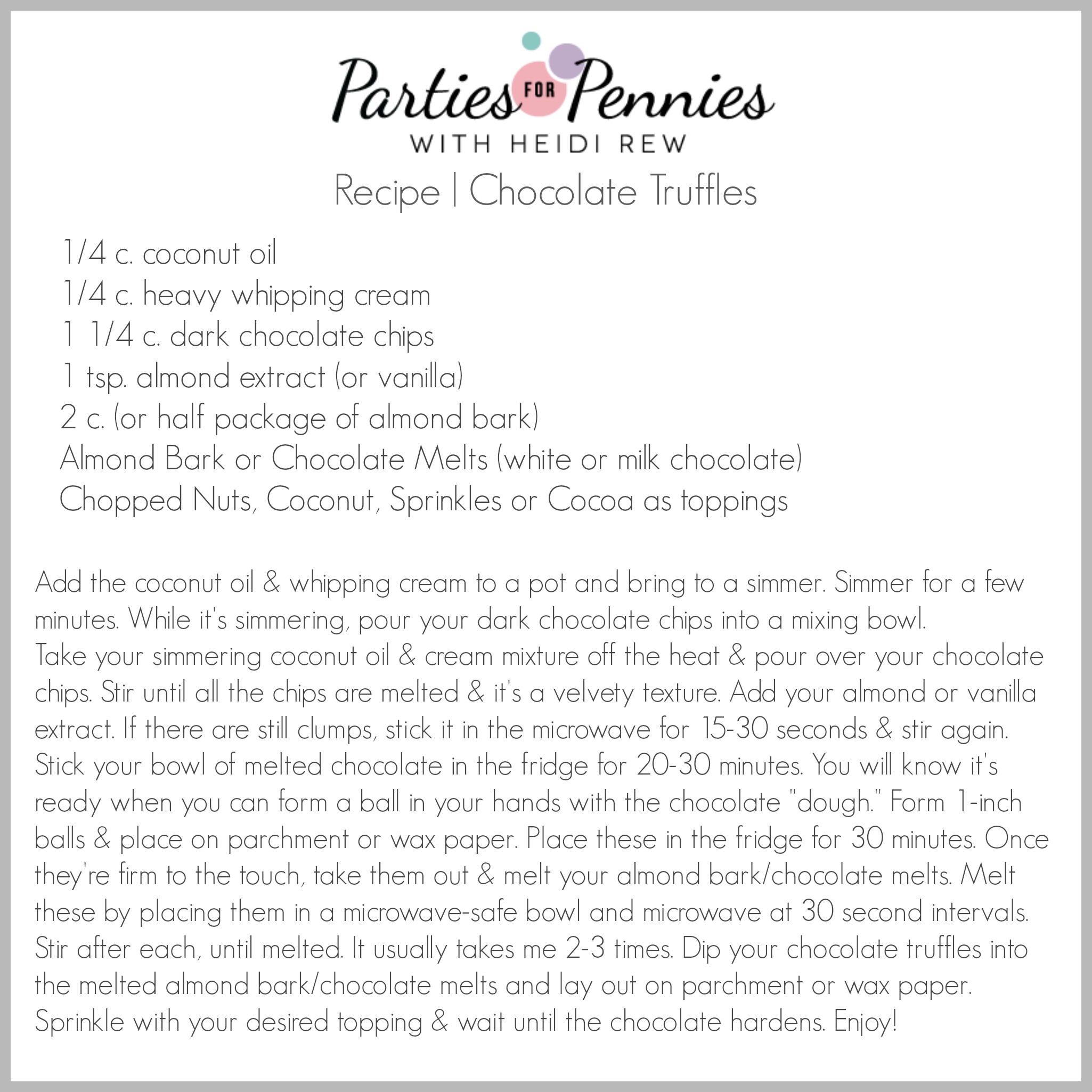 Homemade Chocolate Truffles - Recipe Card