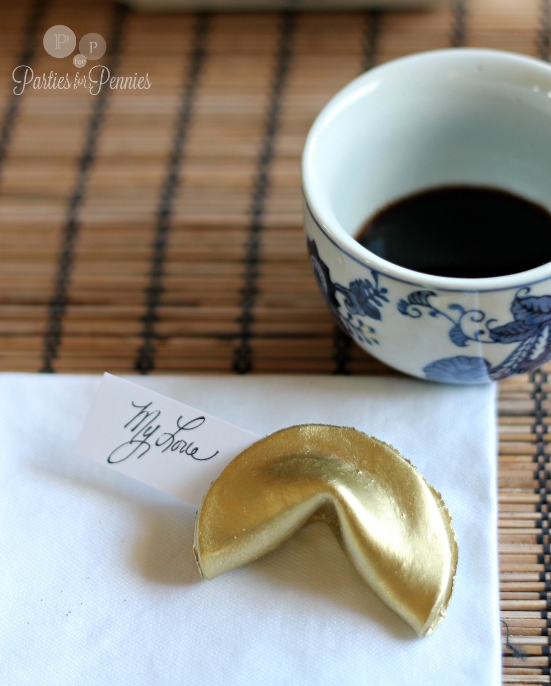 Valentines Day Asian Inspired Party - Fortune Cookies by PartiesforPennies.com