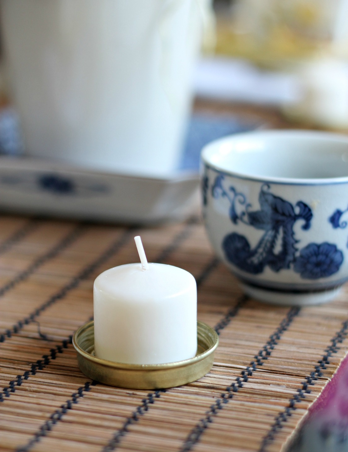 Valentines Day Asian Inspired Party - jar lid tea light holder