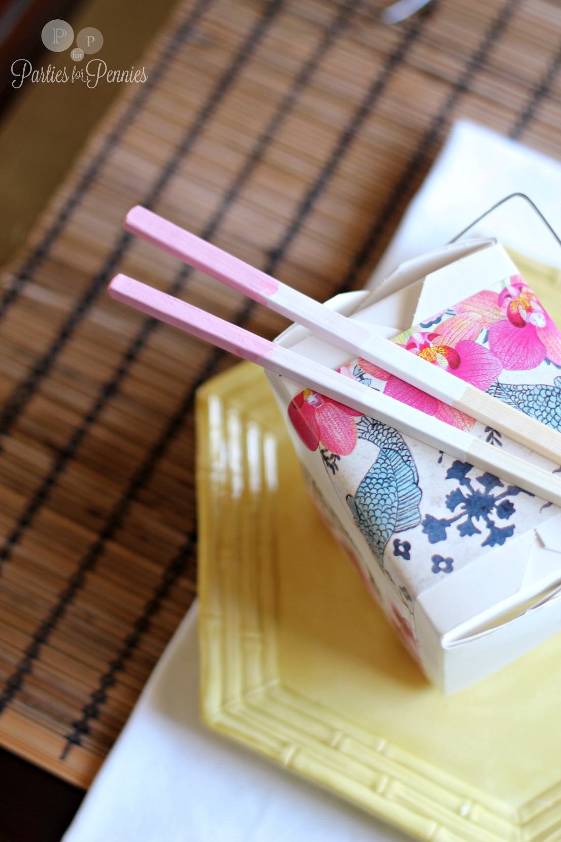 Valentines Day Asian Inspired Party - ombre chopsticks by PartiesforPennies.com