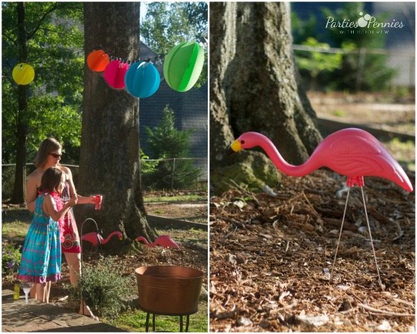 Luau Party by PartiesforPennies.com | Outdoor Decor | #luau #birthday #flamingos