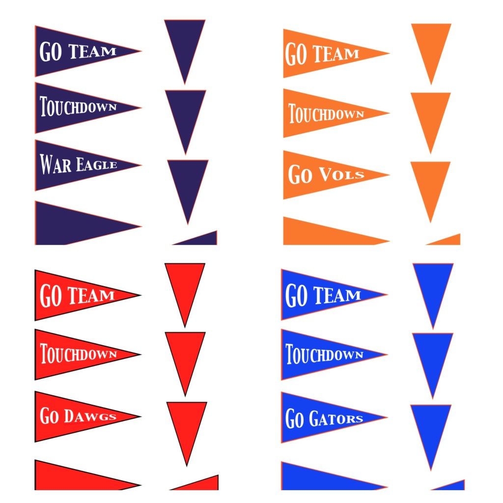 Football Pennant Printables | PartiesforPennies.com | #football #SEC #tailgating #partyplanning #printables