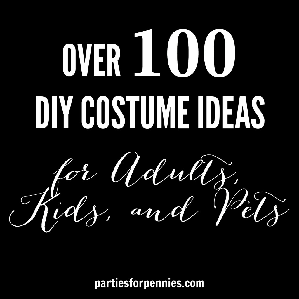 Over 100 DIY Halloween Costume Ideas | PartiesforPennies.com | #adultcostumes #kidcostumes #babycostumes #halloween #petcostumes #couplecostumes #familycostumes #DIY #homemadecostumes
