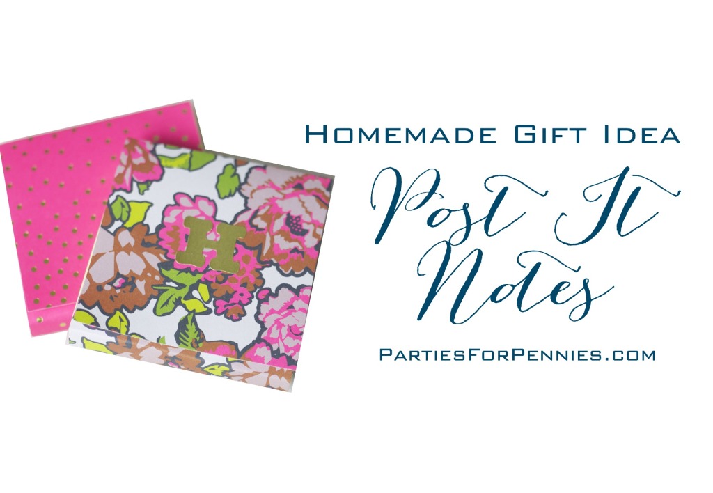 Homemade Gift Idea | Personalized Post It Notes | PartiesforPennies.com | #homemadegift #diy #teachergift #christmas #holiday