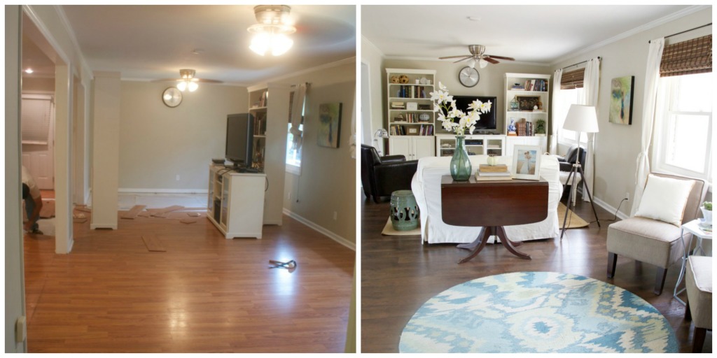 Mohawk Floors Me | Living Room Before and After | PartiesforPennies.com | #flooring #livingroom