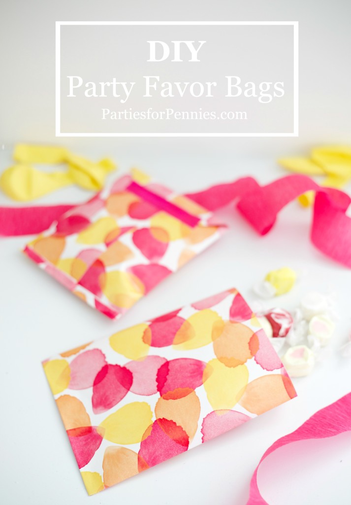 DIY Party Favor Bags by PartiesforPennies.com | Using wrapping paper #diy #treatbags #paper 