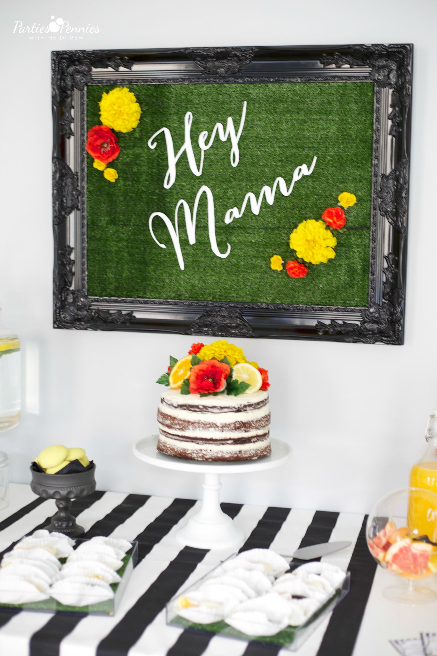 Black White & Citrus Party | #babyshower #bridalshower #backdrop #decoration