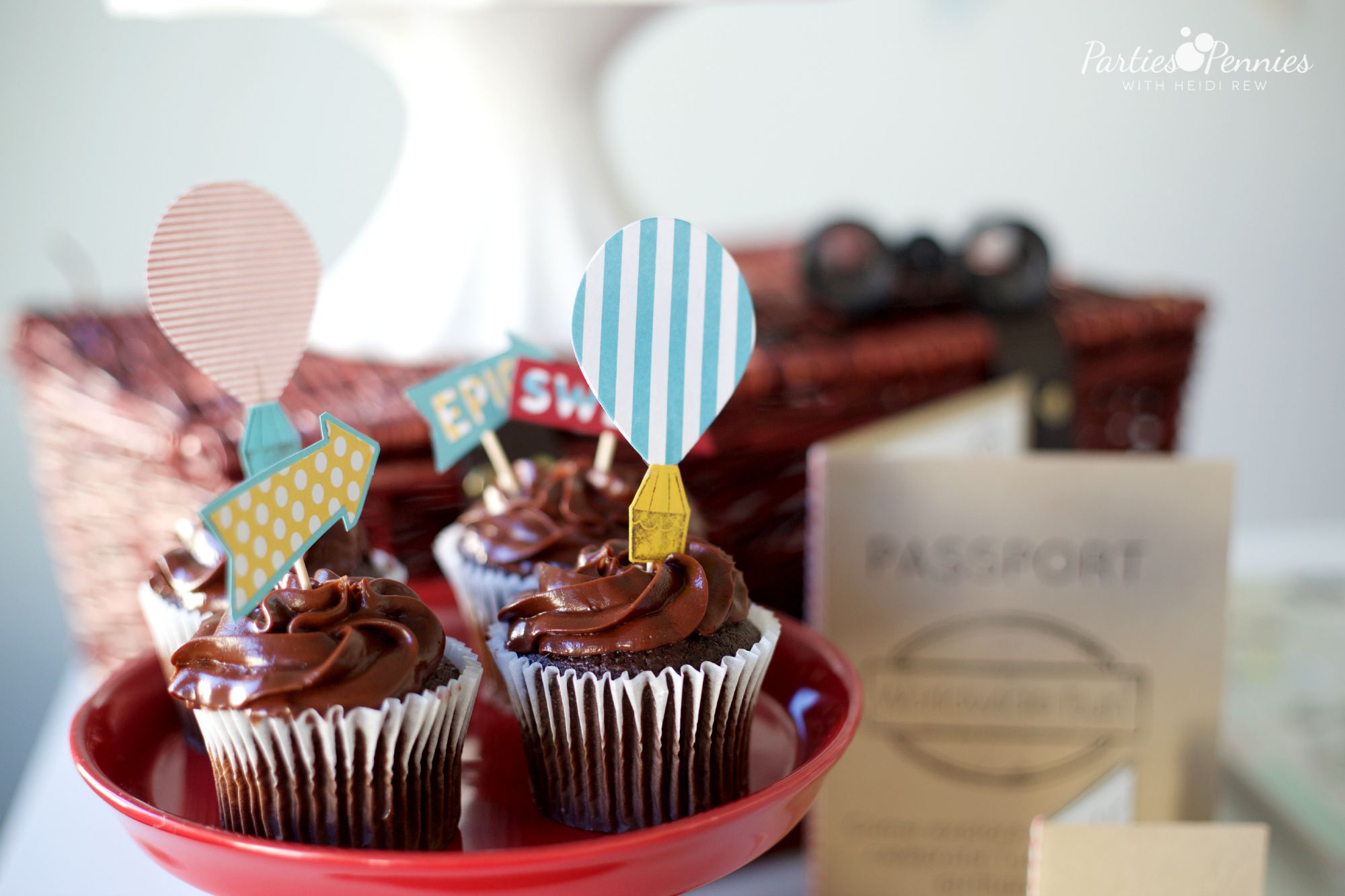 Passport Party | Travel Themed Party | Cupcake Toppers | PartiesforPennies.com | #Sizzix #videotutorial #travel