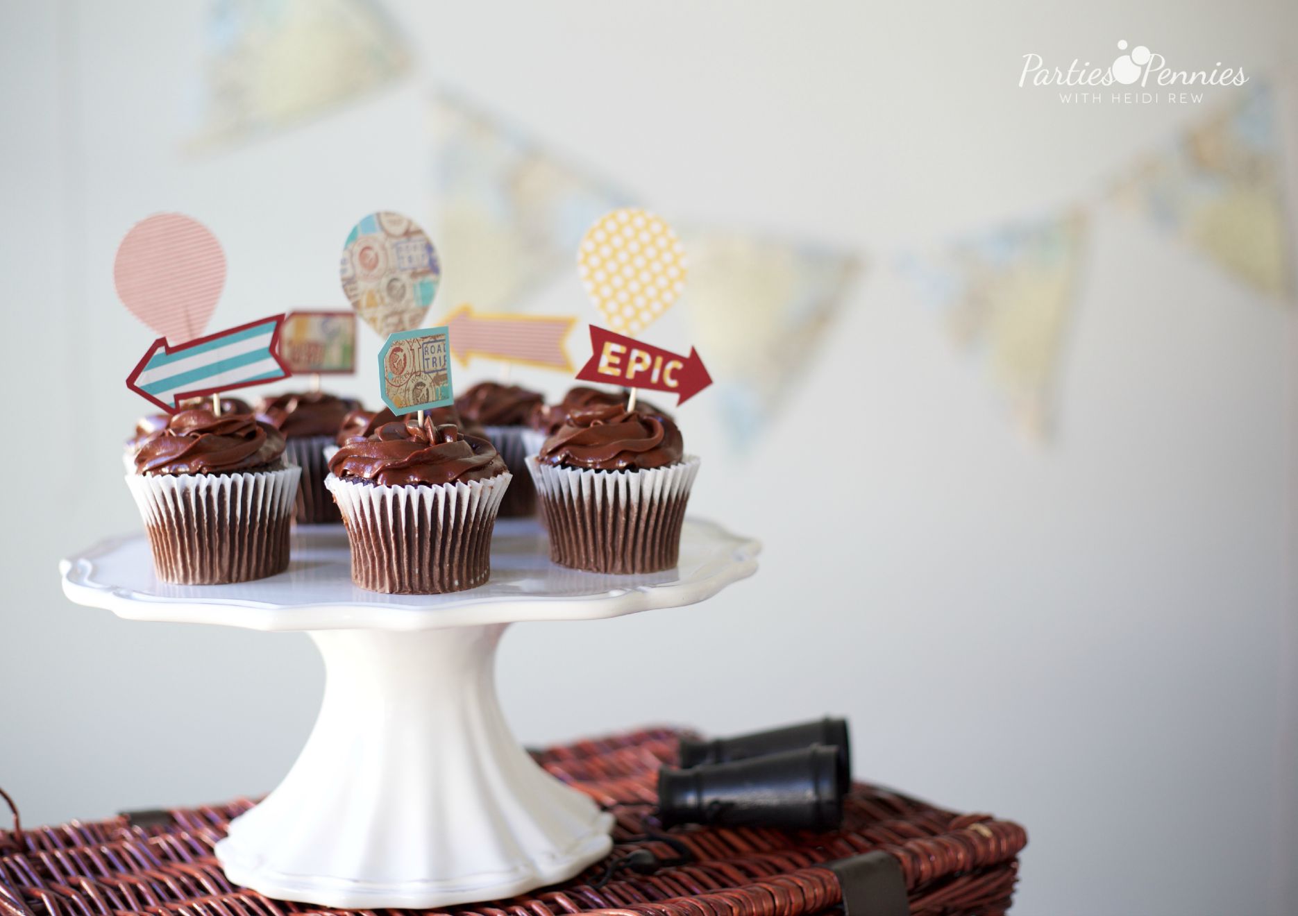 Passport Party | Travel Themed Party | Cupcake Toppers | PartiesforPennies.com | #Sizzix #videotutorial #travel