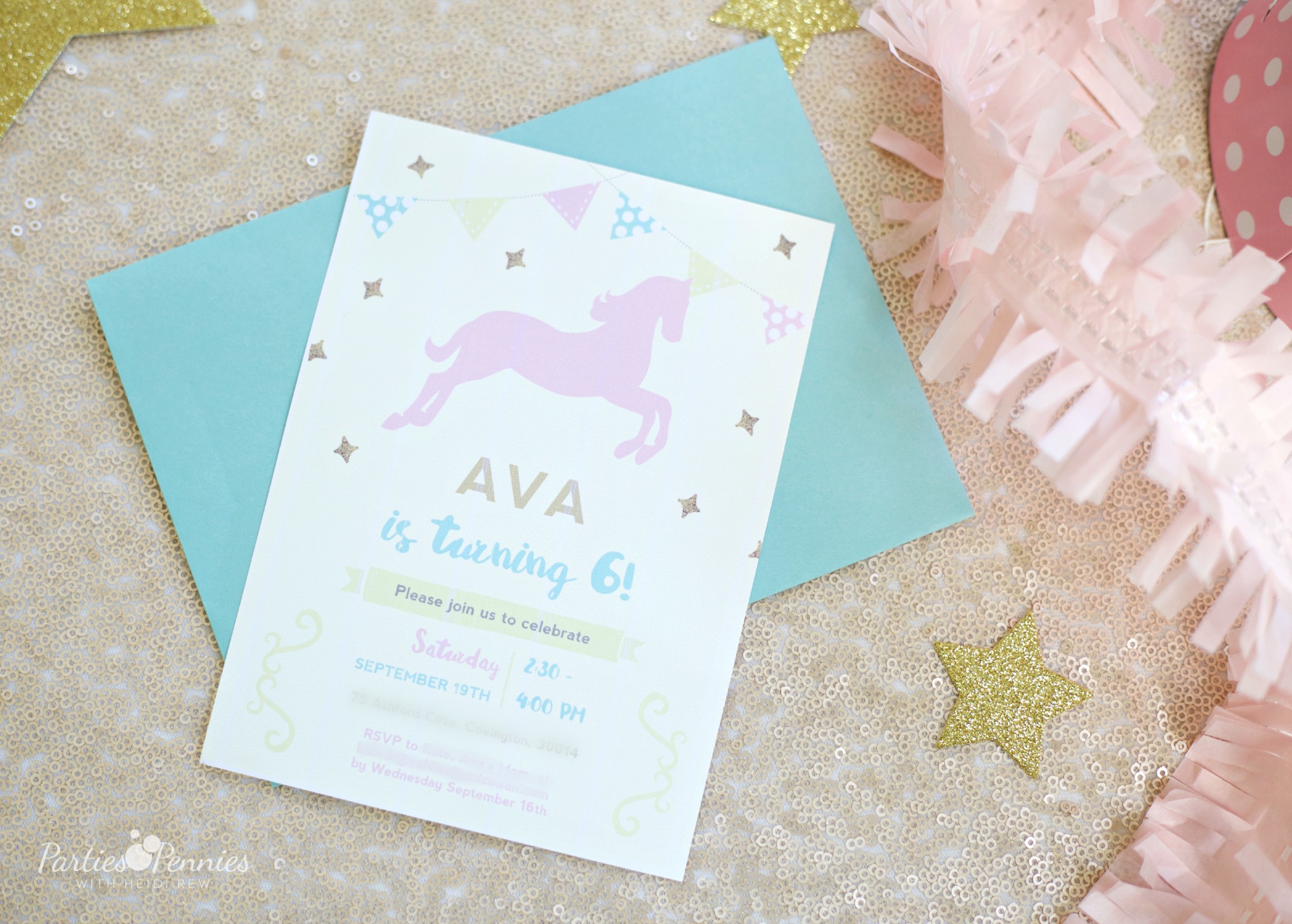 PONY PARTY - Invitations | PartiesforPennies.com | My Little Pony | Pinkie Pie | Girl Birthday Party 