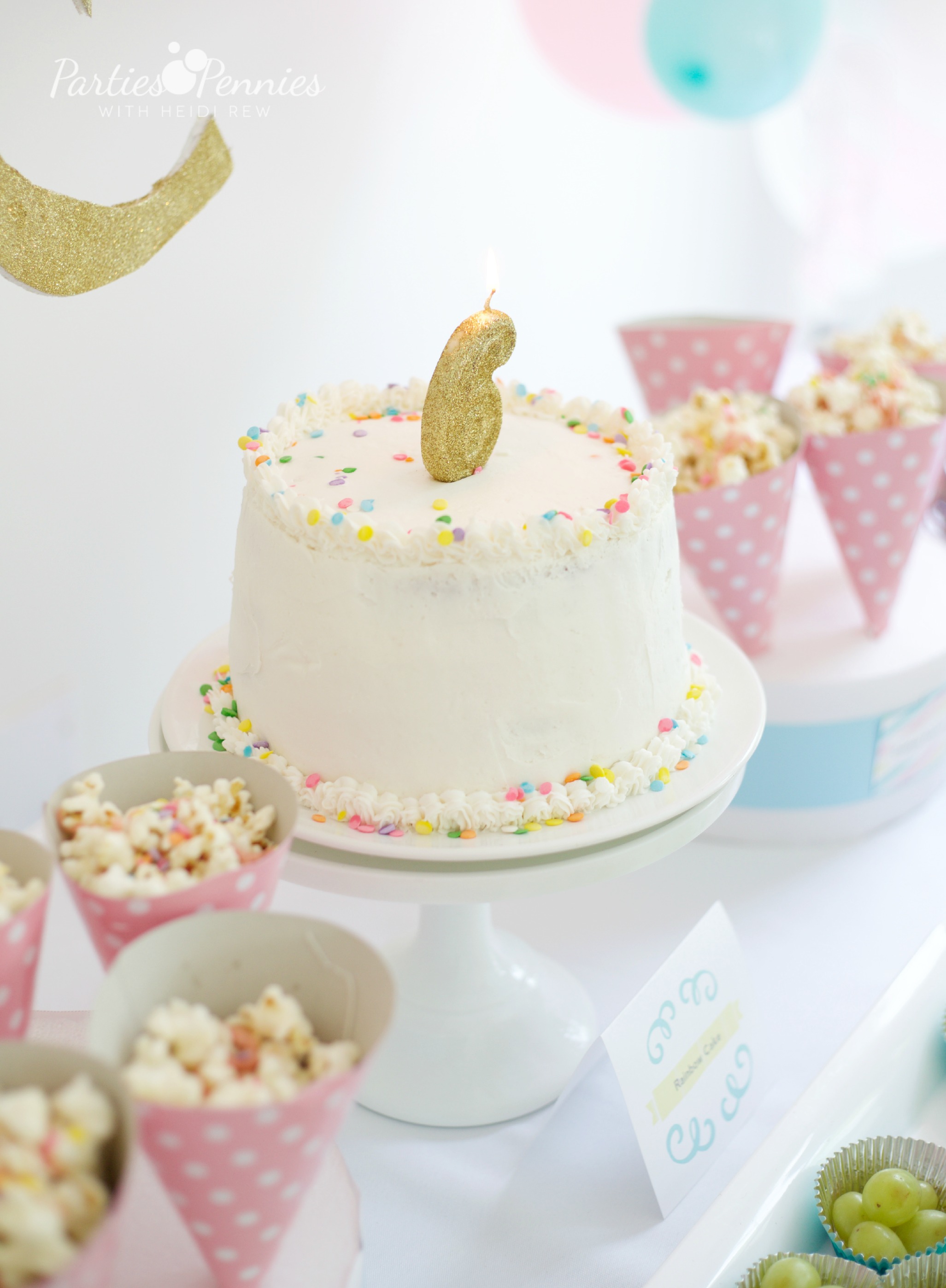 PONY PARTY - Rainbow Sprinkle Cake | PartiesforPennies.com | My Little Pony | Pinkie Pie | Girl Birthday Party 