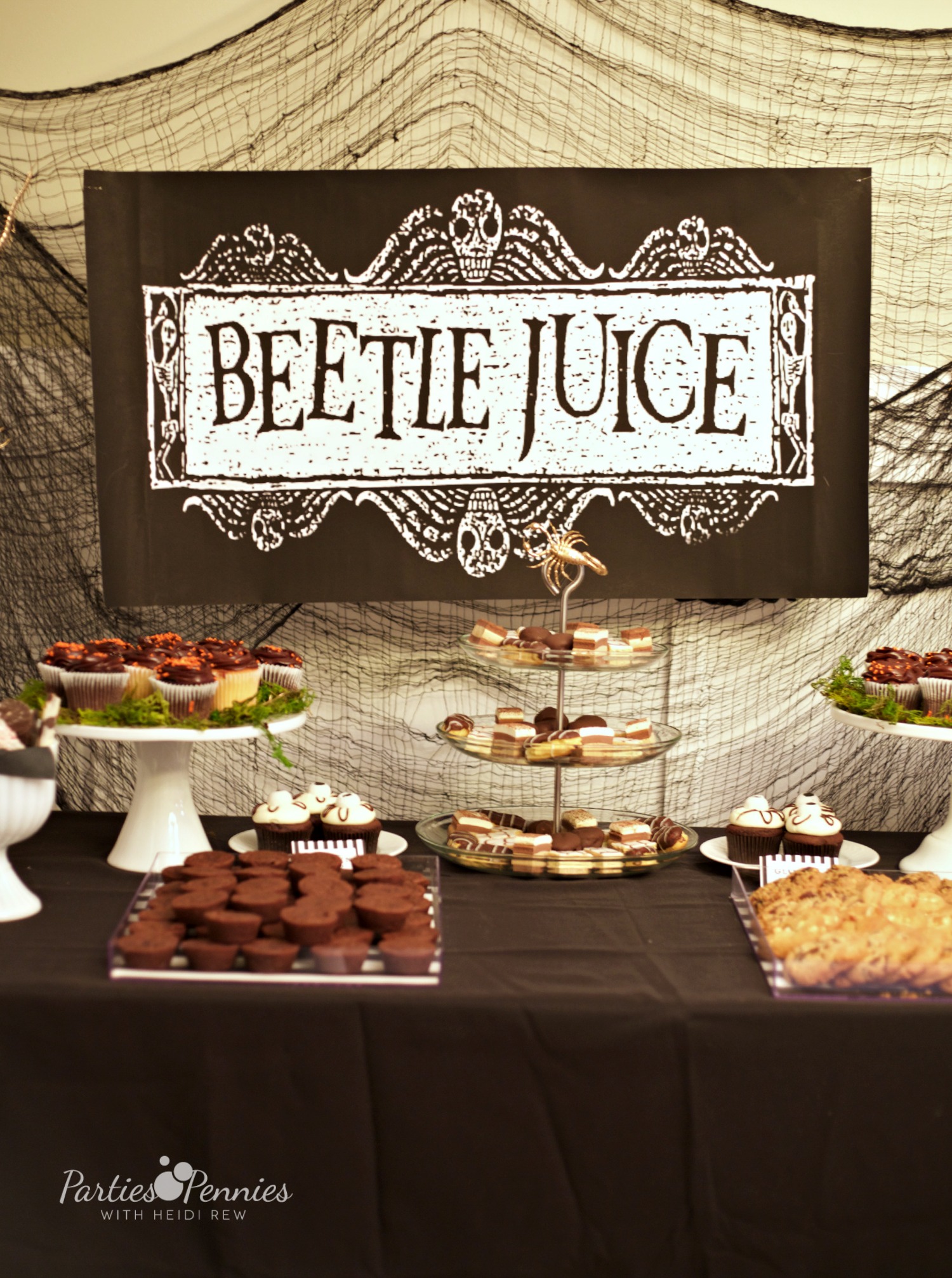  Beetlejuice Halloween Party | PartiesforPennies.com |  Dessert Table