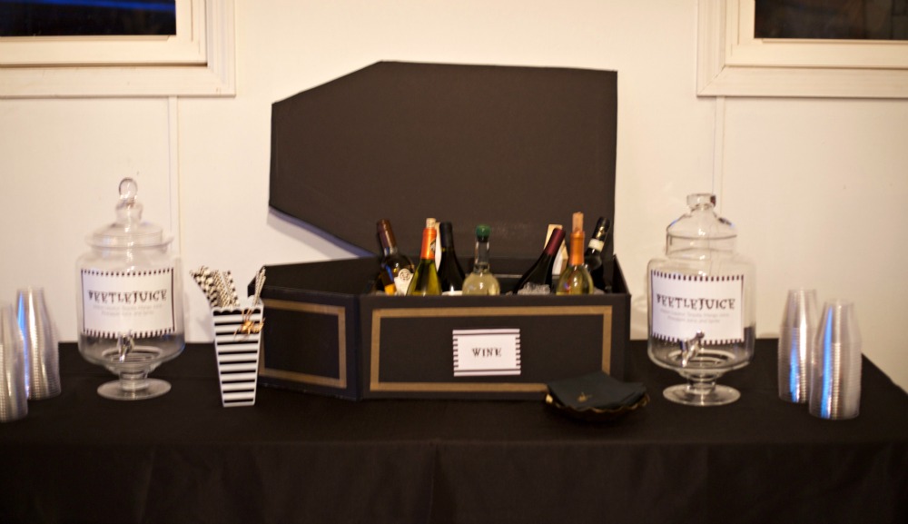  Beetlejuice Halloween Party | PartiesforPennies.com | DIY Wine Coffin Cooler
