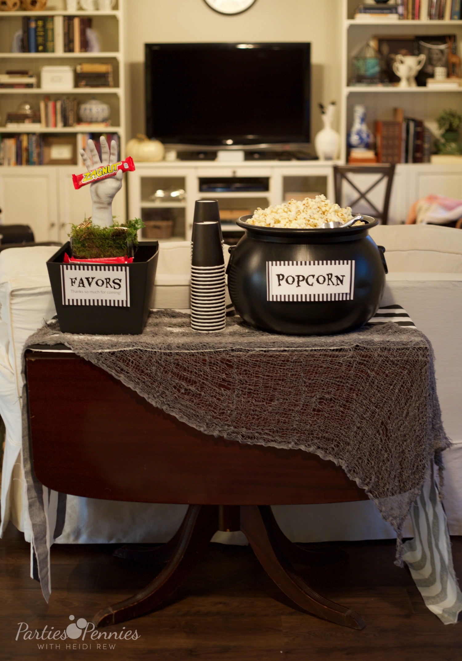 Beetlejuice Halloween Party | PartiesforPennies.com | Popcorn and Favors