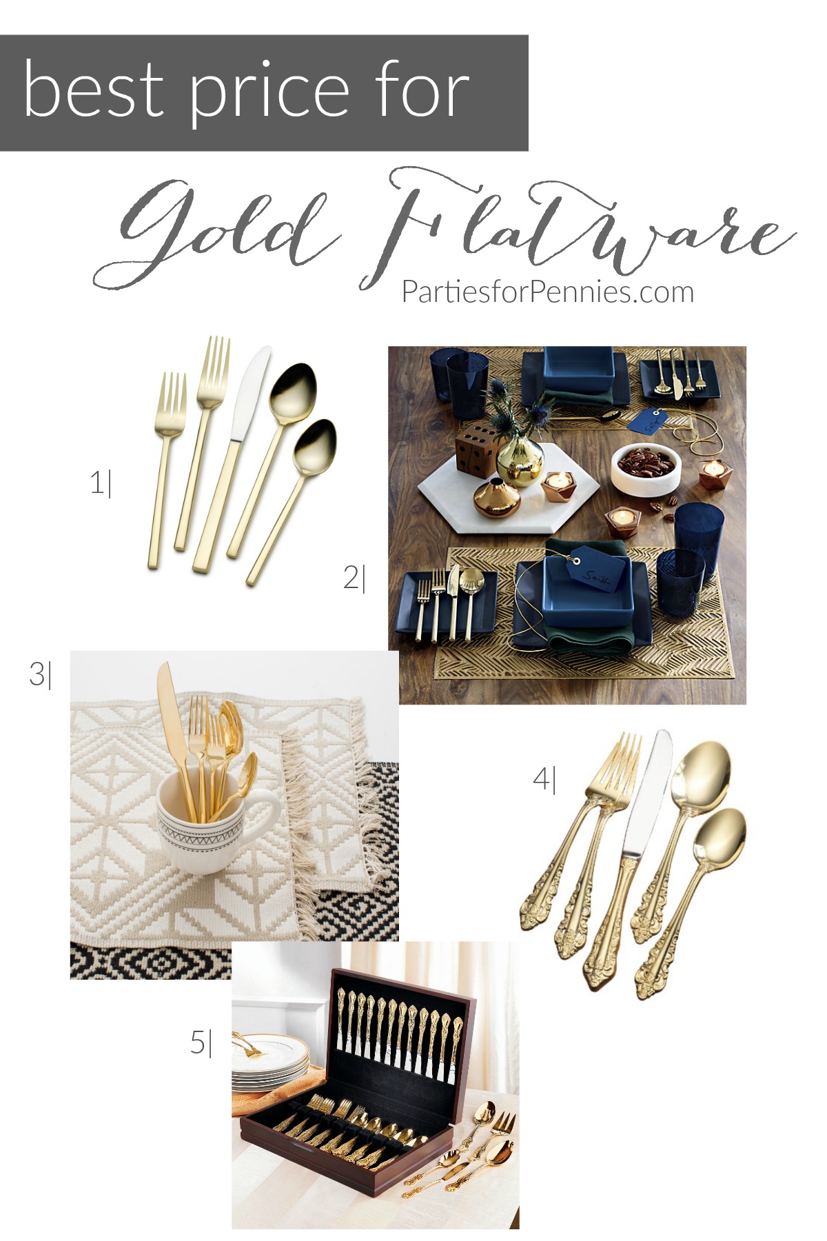 Best Price for Gold Flatware | PartiesforPennies.com | Love Gold Flatware but hate the price? Find the best price and deals on gold flatware anywhere! 