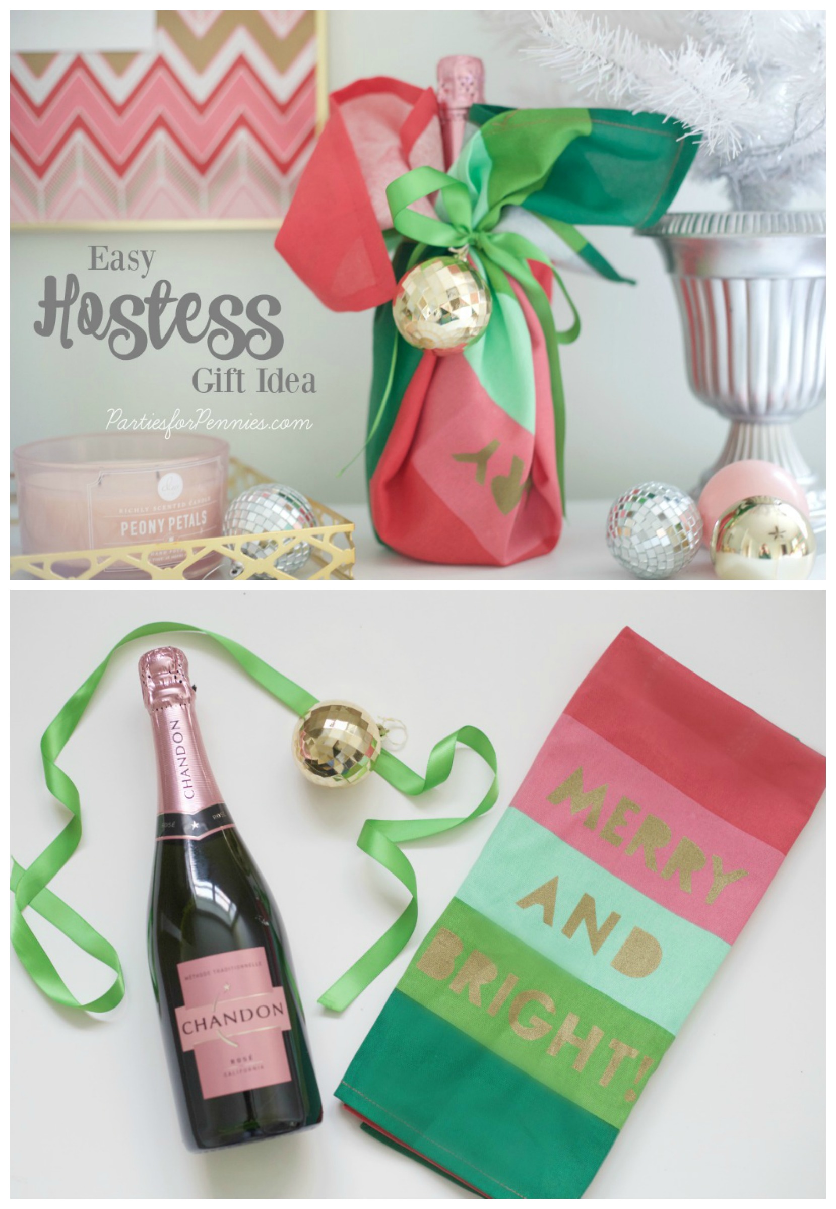 Easy Hostess Gift Idea for the Holidays by PartiesforPennies.com | Wine gift, Christmas present, Gift Idea