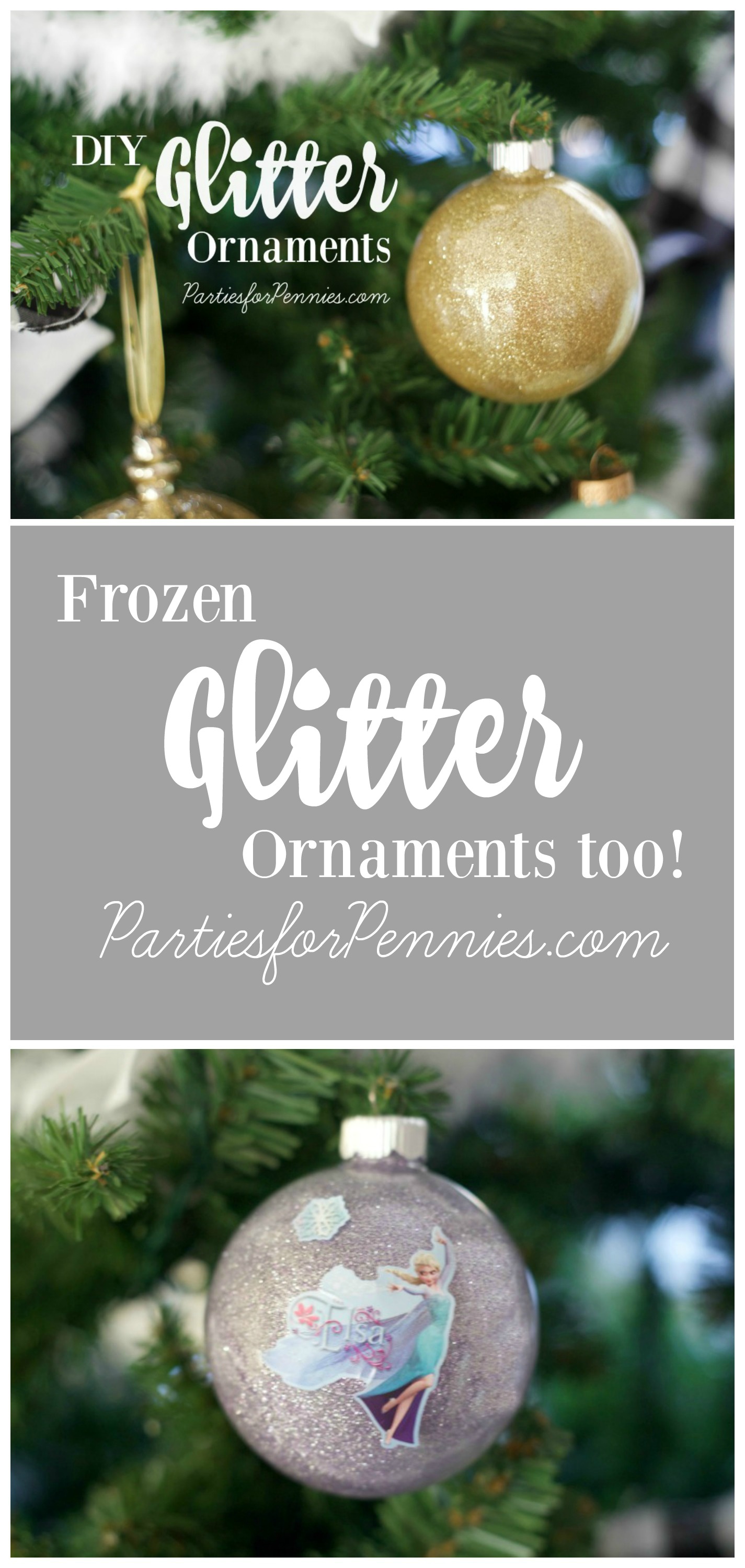 Glitter Ornament DIY by PartiesforPennies.com
