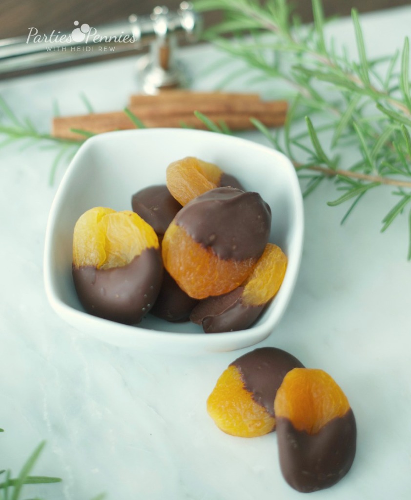 Chocolate Dipped Apricot Appetizer Recipe by PartiesforPennies.com 