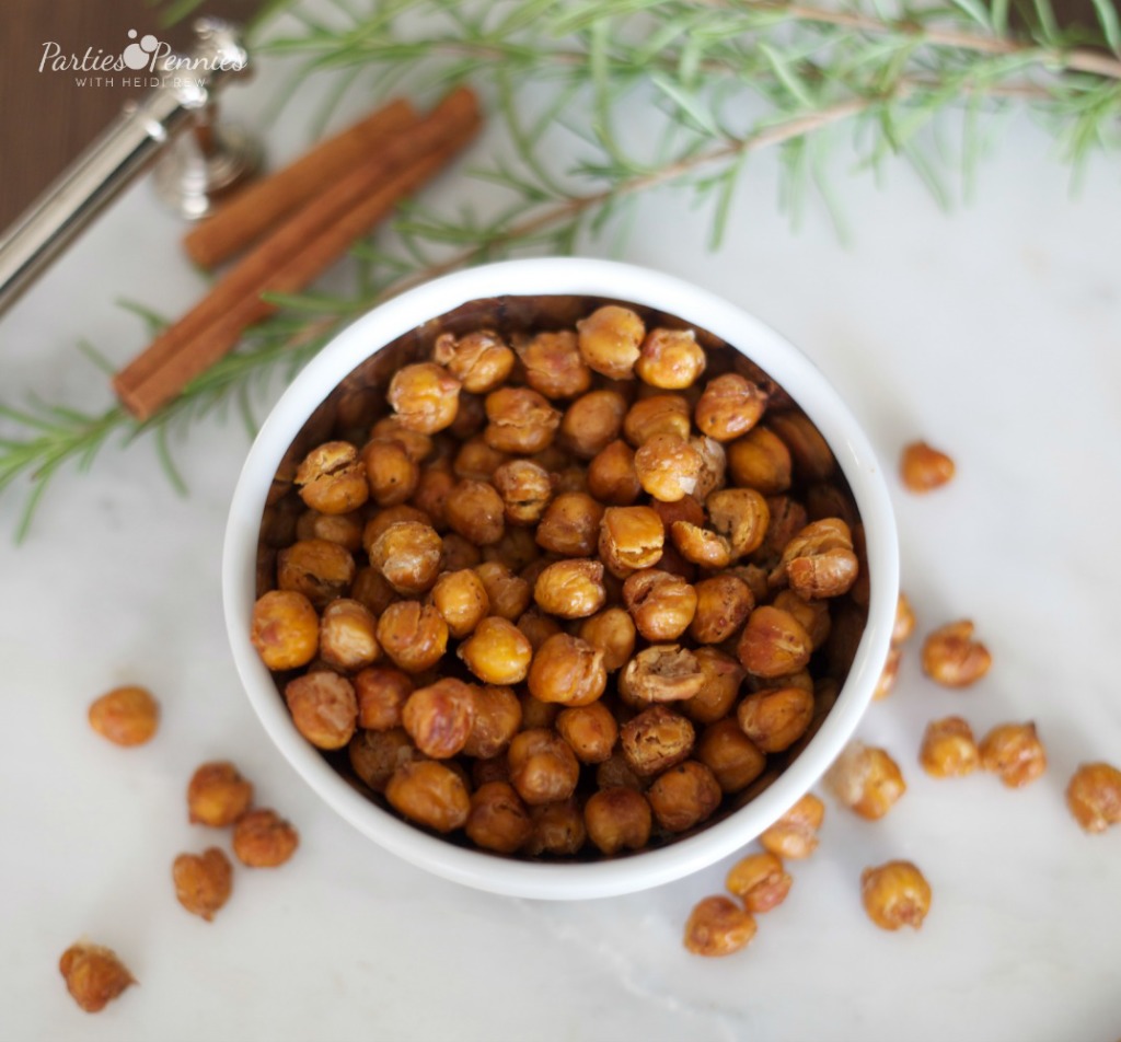 Roasted Chickpeas by PartiesforPennies.com  | 20 Budget Friendly Appetizer Recipes