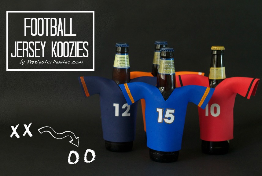 DIY Football Jersey Koozies by PartiesforPennies.com