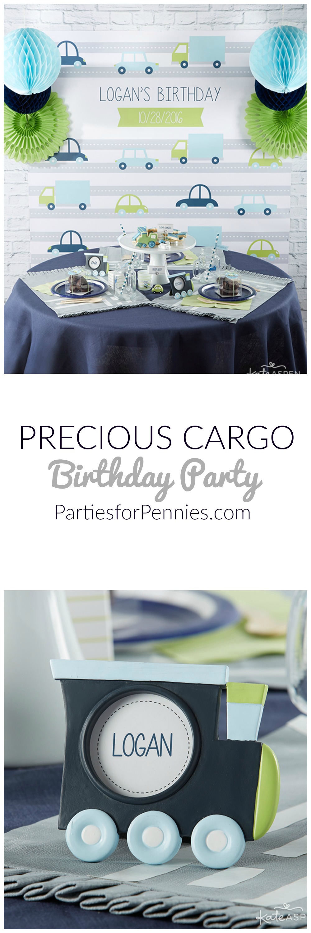 Precious Cargo Birthday Party from Kate Aspen | PartiesforPennies.com | Transportation Party, Plane Party, Train Party, Car Party, 1st Birthday Party