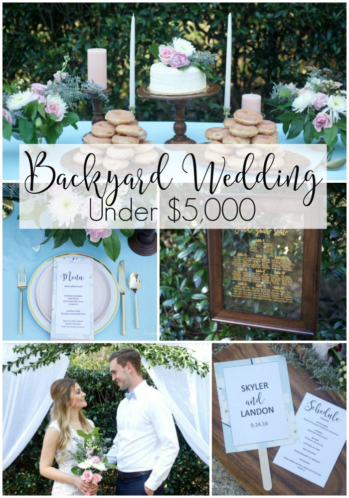 How to Plan a Wedding for under $5,000 | PartiesforPennies.com | Backdrop, Tables, Reception, Blue, Pink