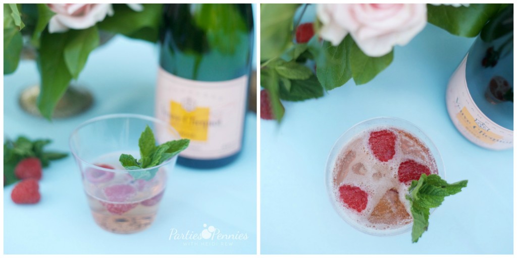 How to Plan a Wedding for under $5,000 | PartiesforPennies.com | Rose, Pouring Wine, Raspberries, Mint, Drink Recipe