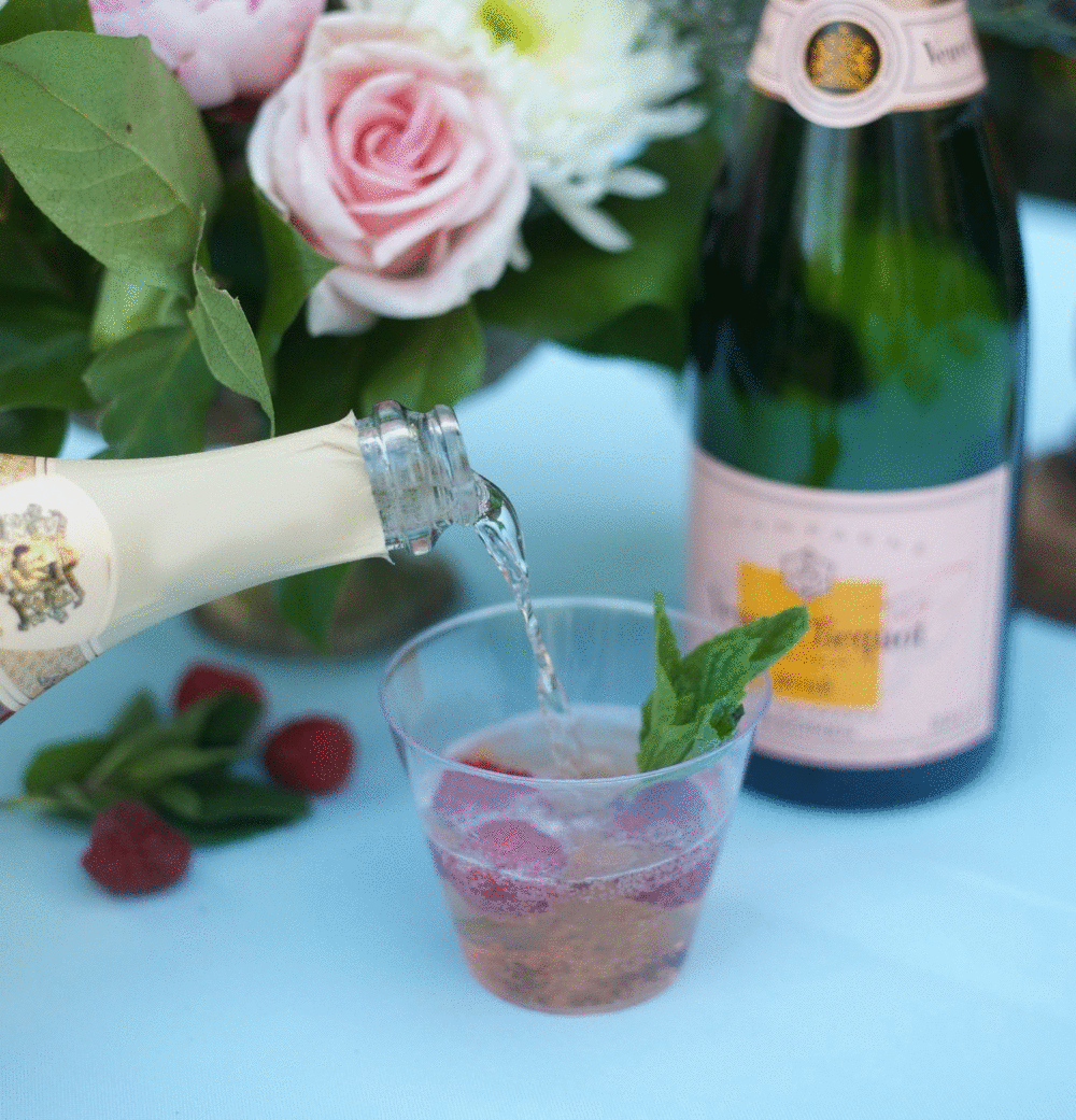 How to Plan a Wedding for under $5,000 | PartiesforPennies.com | Rose, Gif, Pouring Wine Gif, Raspberries, Mint, Drink Recipe