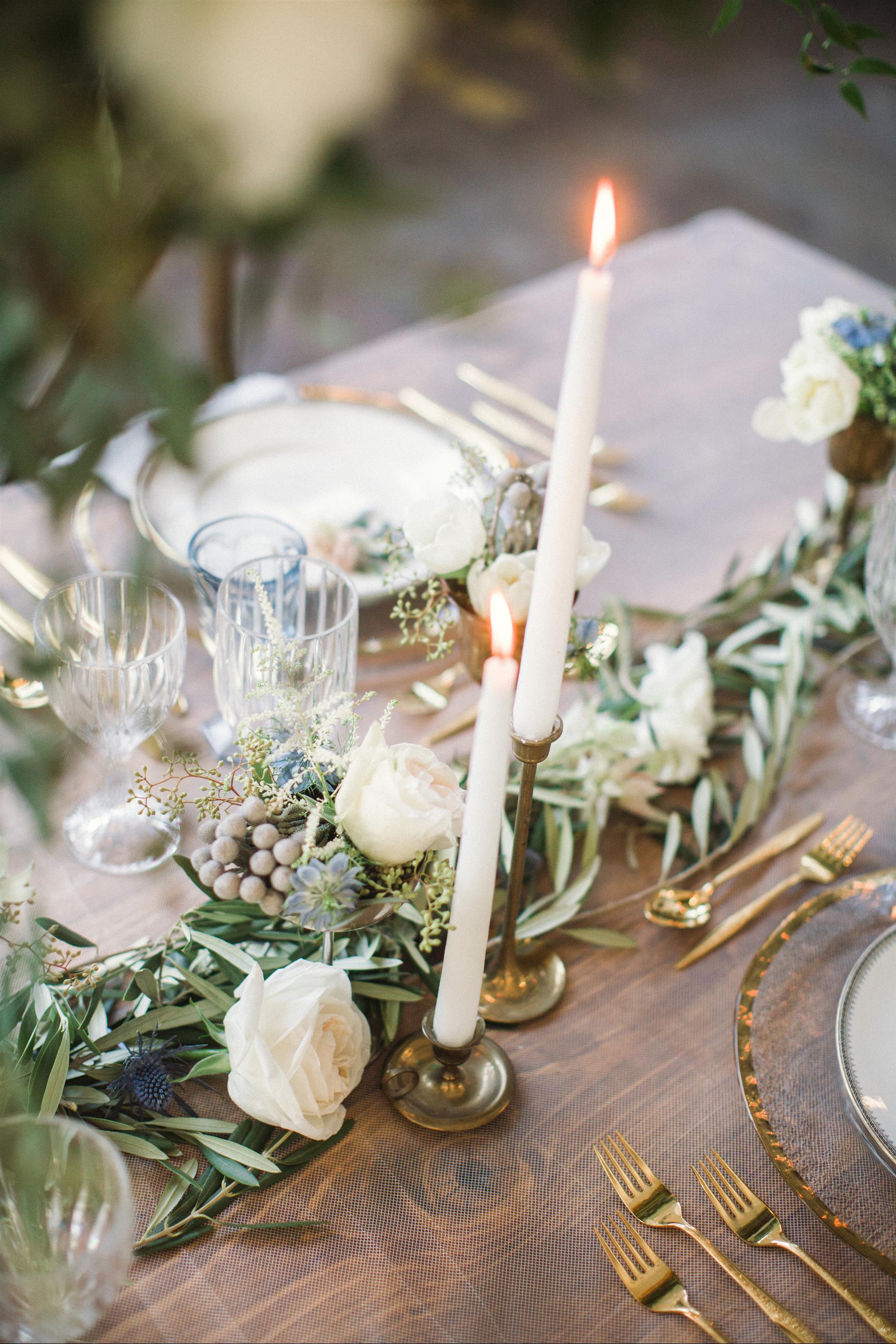 Feminine Wedding Inspiration by A Charming Fete | PartiesforPennies.com | Reception Table, Table Setting, Tablescape, Place Setting