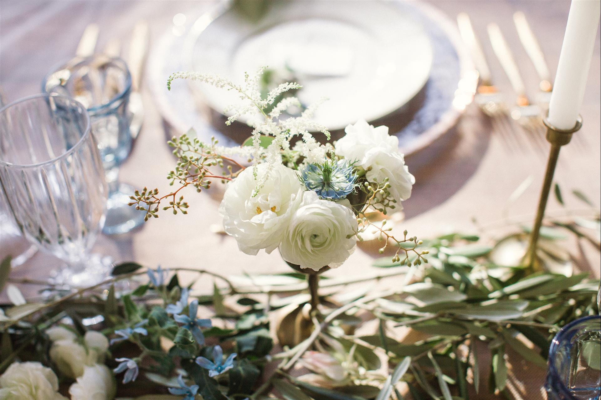 Feminine Wedding Inspiration by A Charming Fete | PartiesforPennies.com | Reception Table, Table Setting, Tablescape, Place Setting