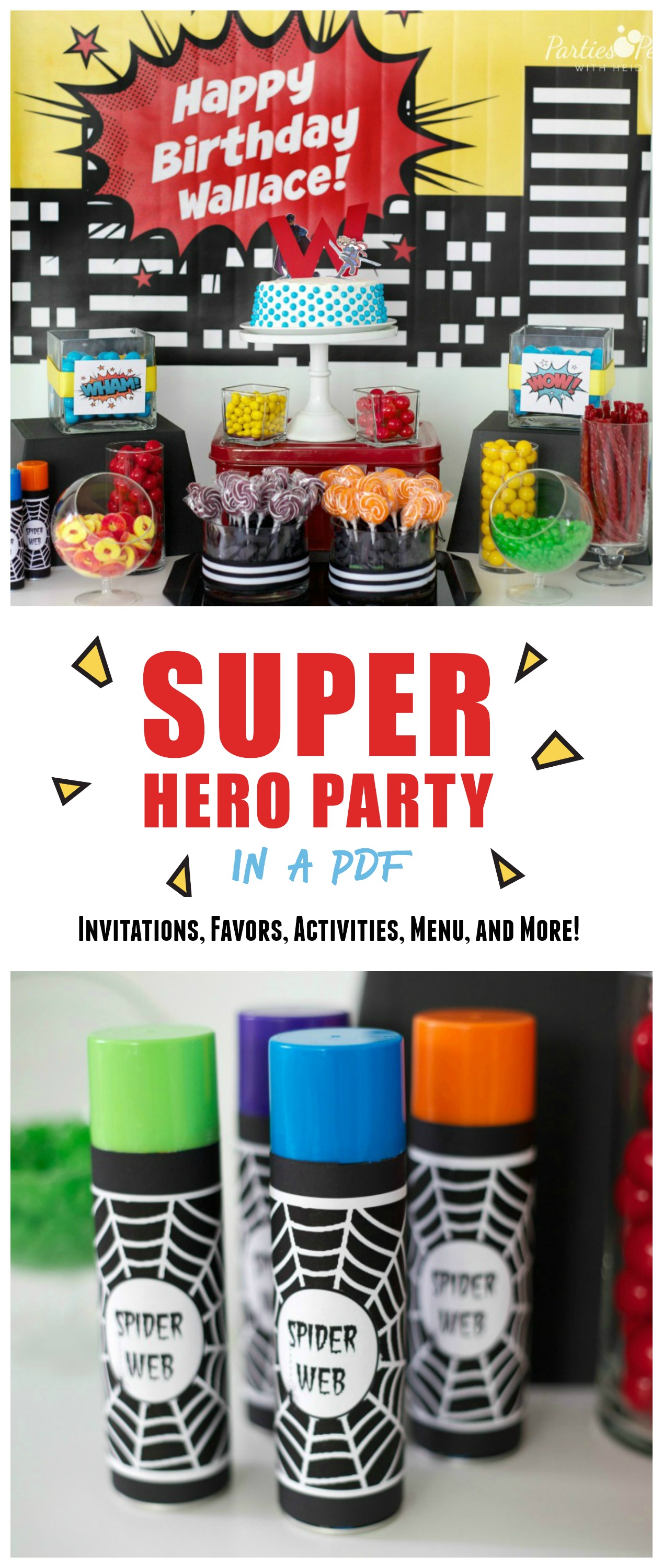 Super Hero Party by PartiesforPennies.com | Printables, Super Hero, SpiderMan, Birthday Party, Boy Birthday Party,