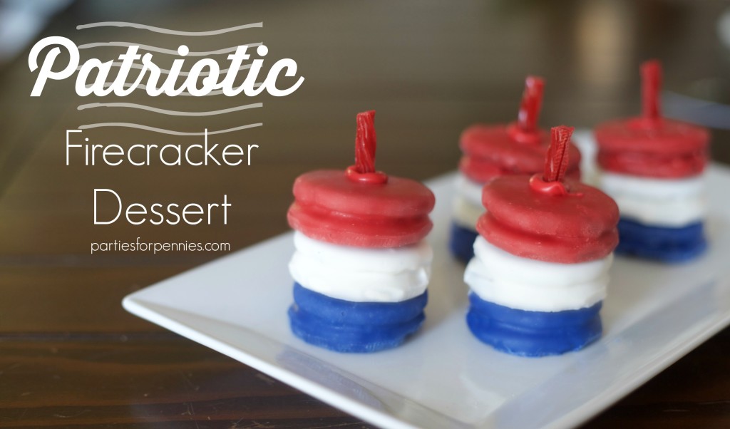 Patriotic Firecracker Dessert | PartiesforPennies.com | 4th of July, Memorial Day, Recipe, Oreos