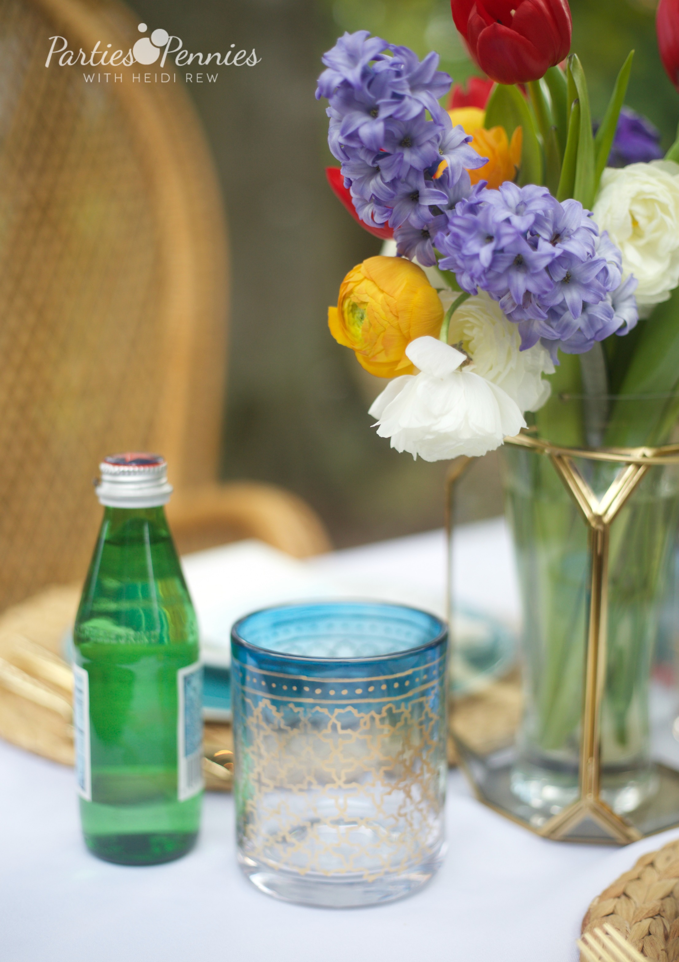 DIY Moroccan Glasses by PartiesforPennies.com | Paint Pen, Craft, Entertaining, Tablesetting, Place Setting, Drink, Homemade Gift