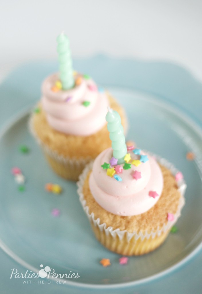 Which is Cheaper - Store-Bought or Homemade Cupcakes or Cake? Find out on PartiesforPennies.com | Cupcake, Cake, Birthday, Party, Dessert, Budget-Friendly, Sprinkles, Candles