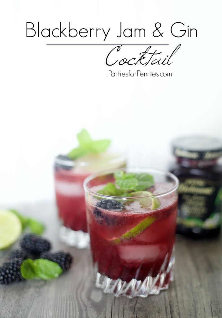 Blackberry Jam & Gin Cocktail Recipe by PartiesforPennies.com | Drink, Summer, Fall, Drink Recipe, Picnic, Entertaining