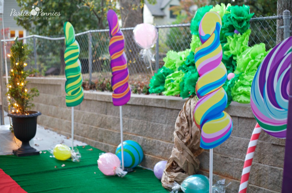 Willy Wonka Halloween Party by PartiesforPennies.com | Wonka Gate, Candy, Candy Lane, Themed Party, Candy Theme