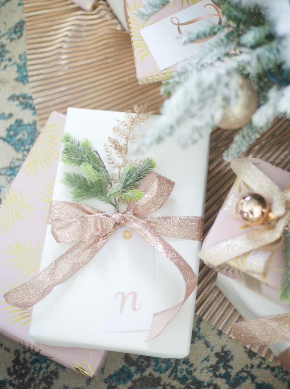 rose gold christmas wrapping