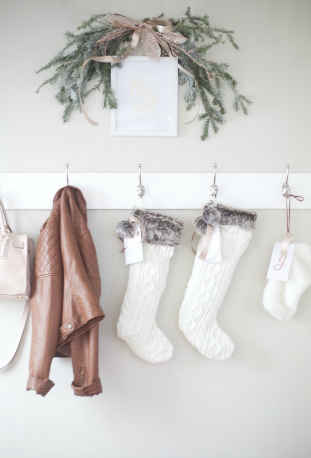 Rose Gold and White Stockings | Rose Gold Christmas Decorations | Parties for Pennies