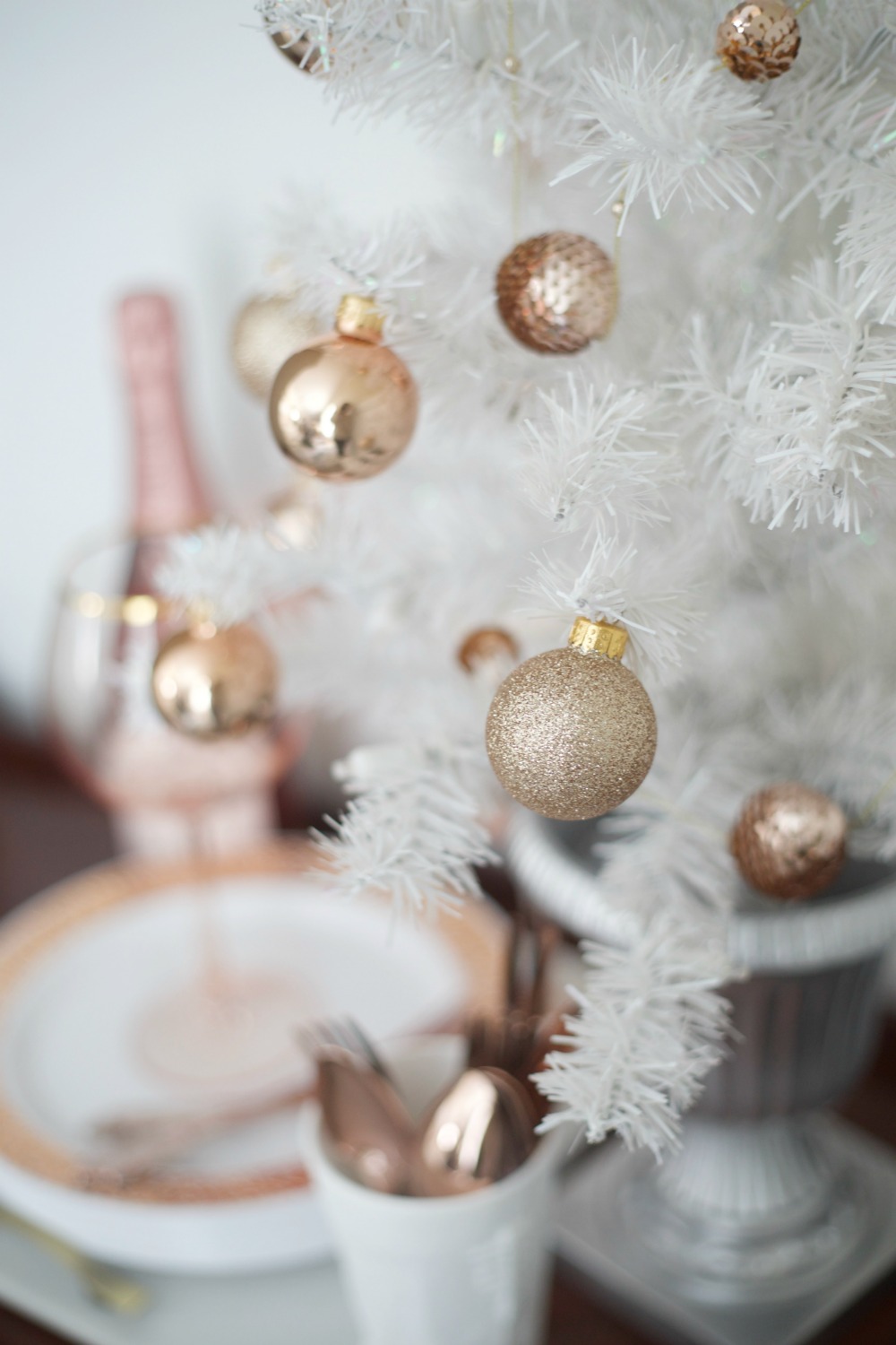 Rose Gold and White Christmas Tree